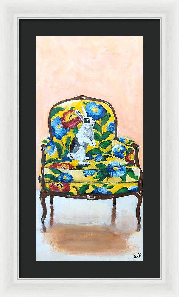 Rabbit on Chair - Framed Print