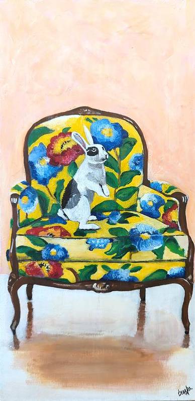 Rabbit on Chair - Art Print