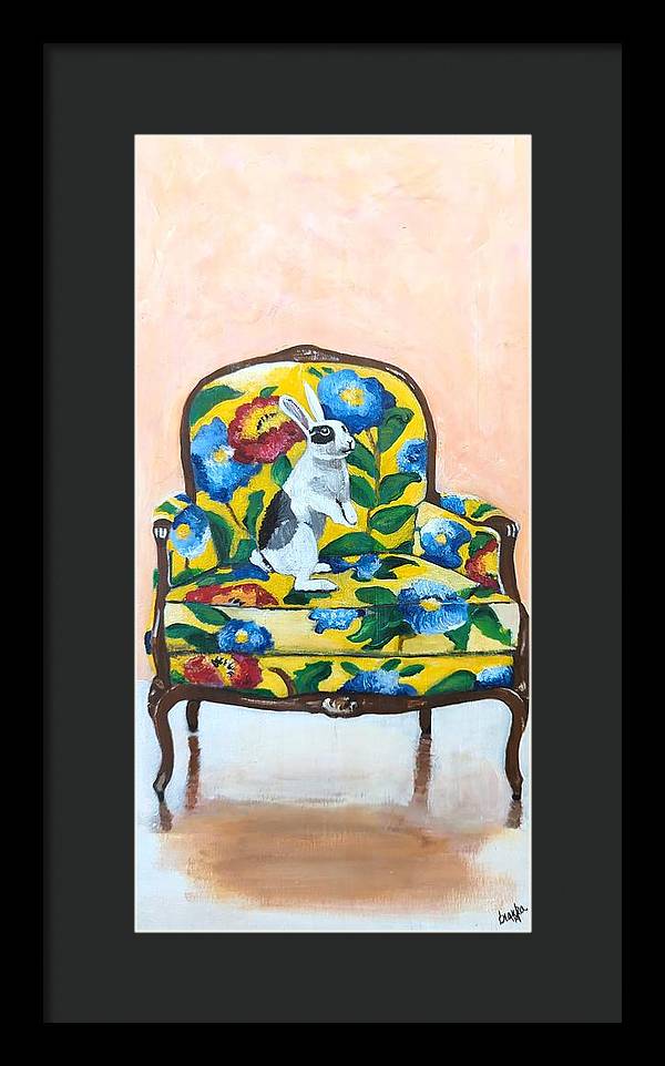 Rabbit on Chair - Framed Print