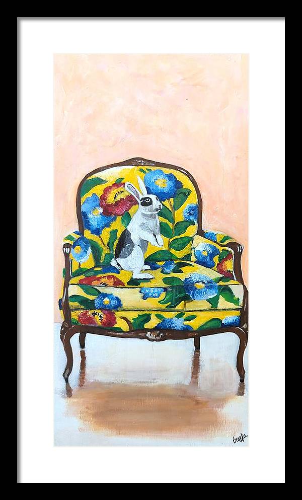 Rabbit on Chair - Framed Print