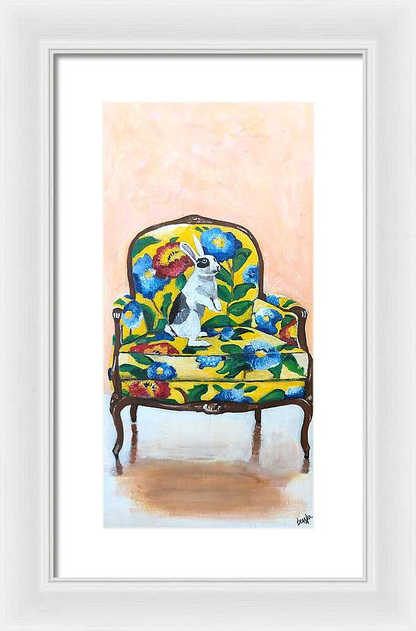 Rabbit on Chair - Framed Print