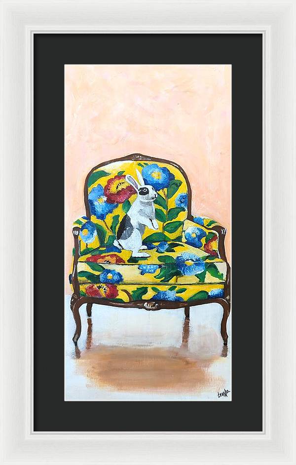 Rabbit on Chair - Framed Print