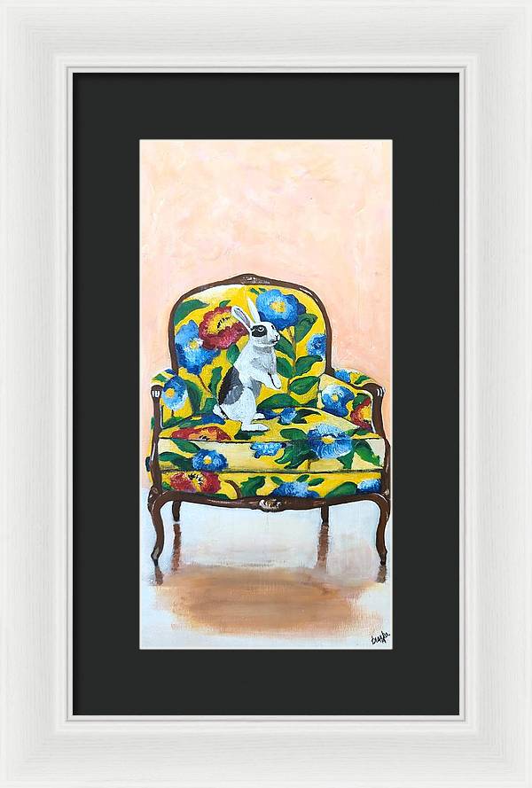 Rabbit on Chair - Framed Print