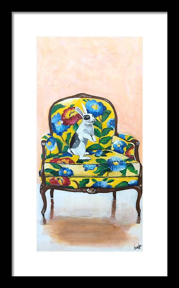 Rabbit on Chair - Framed Print