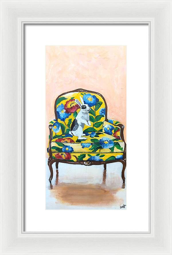 Rabbit on Chair - Framed Print