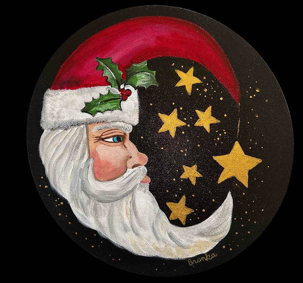 Santa Gold Stars II - Art Print