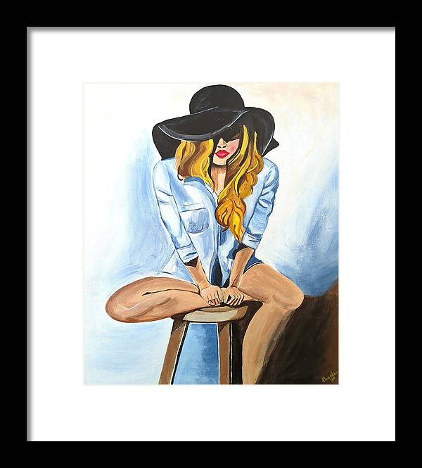 Sitting Jean Girl  - Framed Print