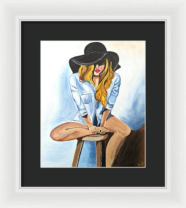 Sitting Jean Girl  - Framed Print