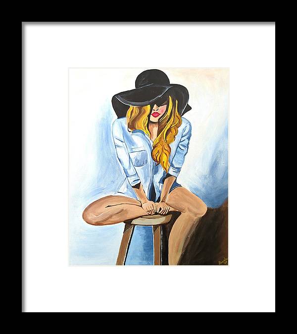 Sitting Jean Girl  - Framed Print