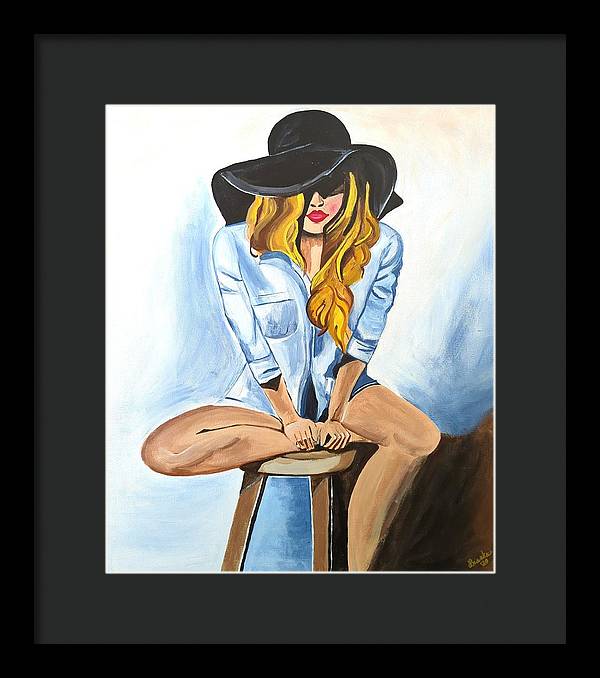 Sitting Jean Girl  - Framed Print