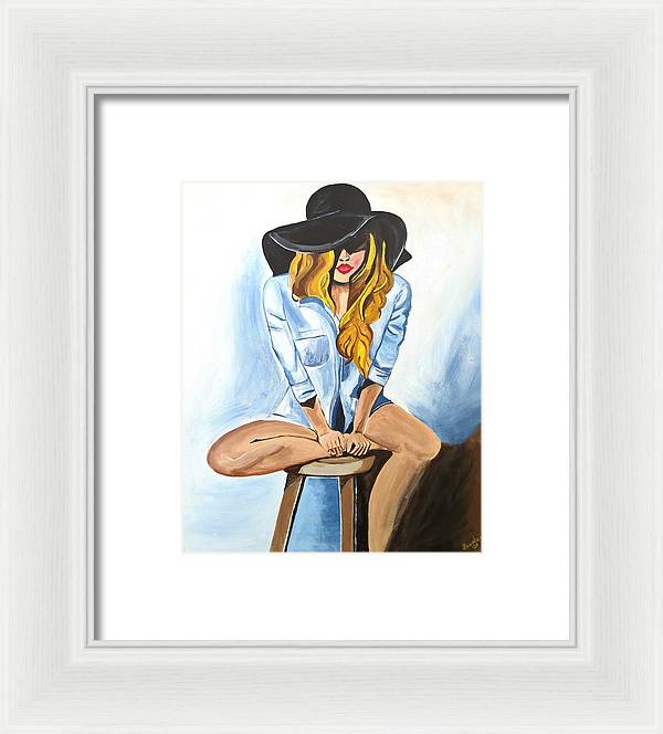 Sitting Jean Girl  - Framed Print