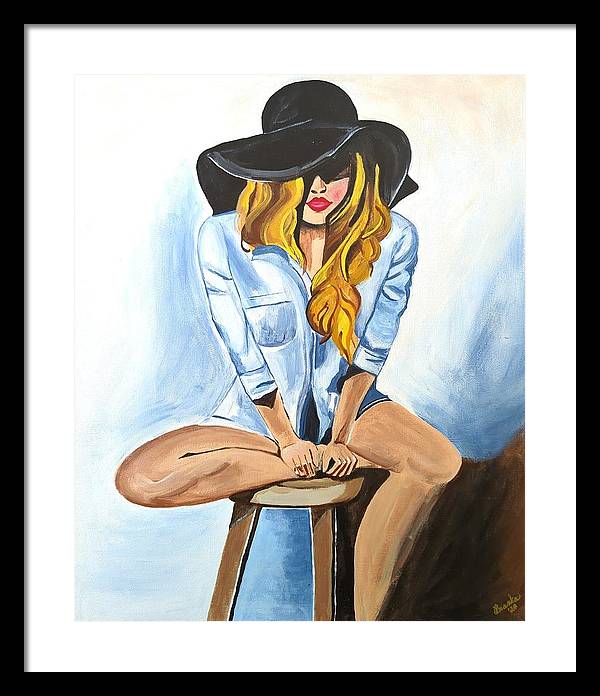 Sitting Jean Girl  - Framed Print