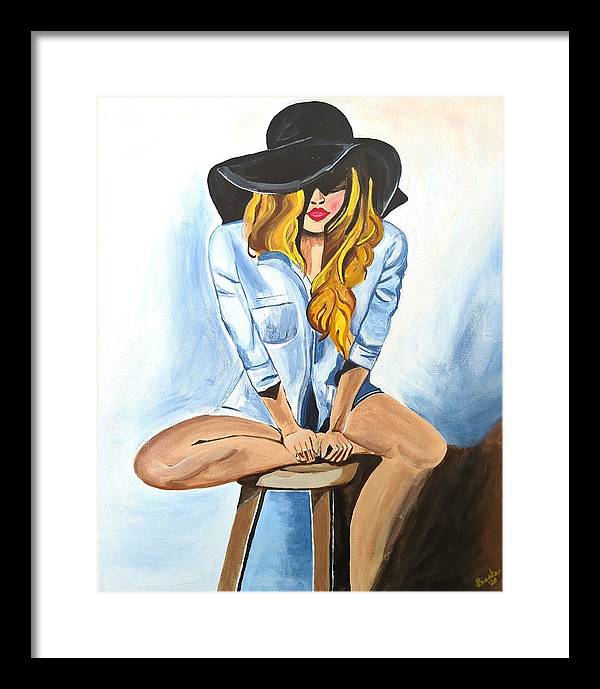 Sitting Jean Girl  - Framed Print