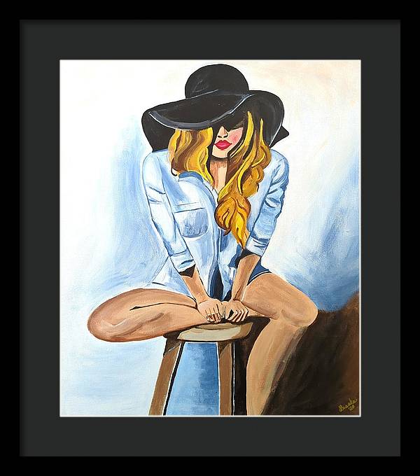 Sitting Jean Girl  - Framed Print