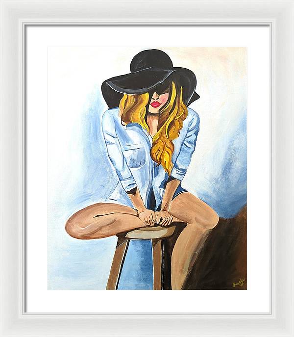 Sitting Jean Girl  - Framed Print