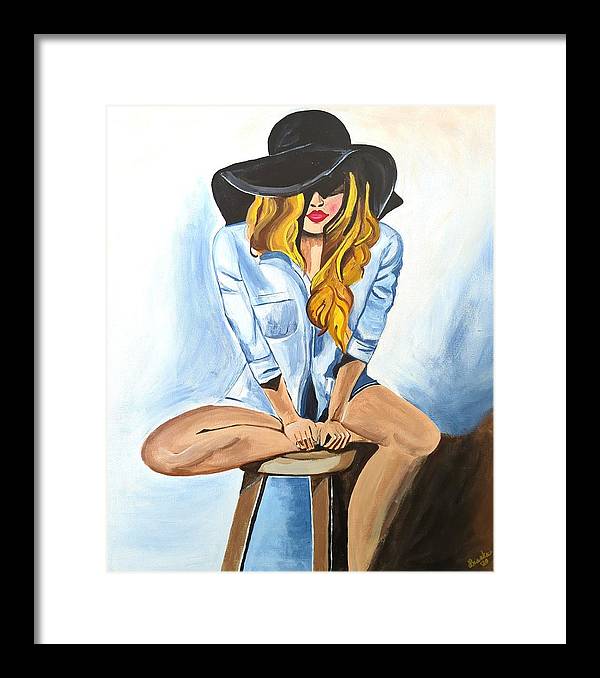 Sitting Jean Girl  - Framed Print