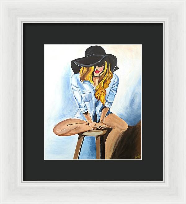 Sitting Jean Girl  - Framed Print