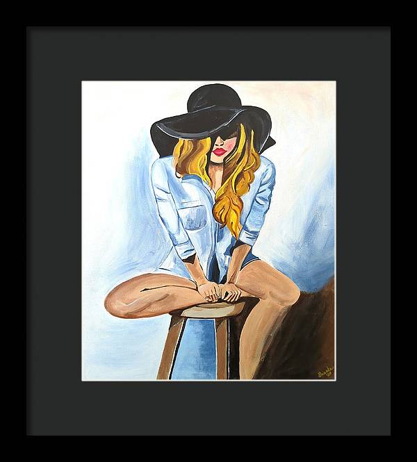 Sitting Jean Girl  - Framed Print