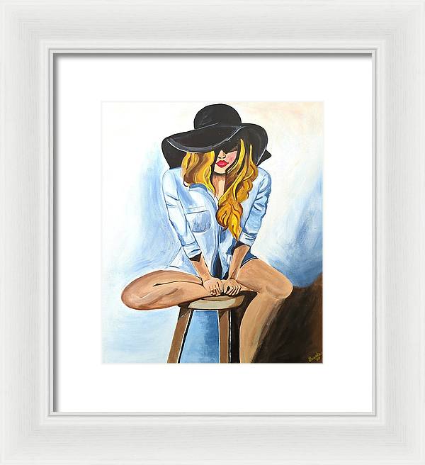 Sitting Jean Girl  - Framed Print