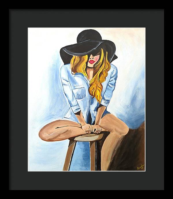 Sitting Jean Girl  - Framed Print