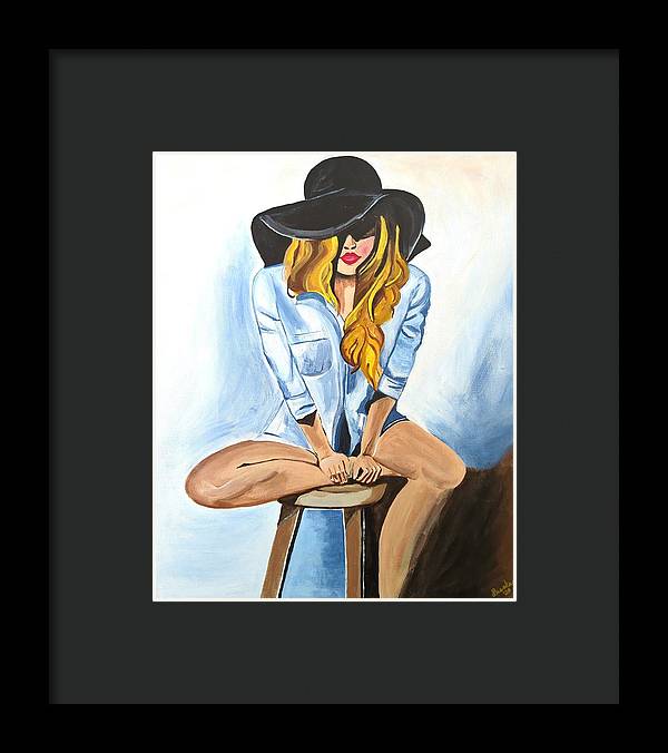 Sitting Jean Girl  - Framed Print