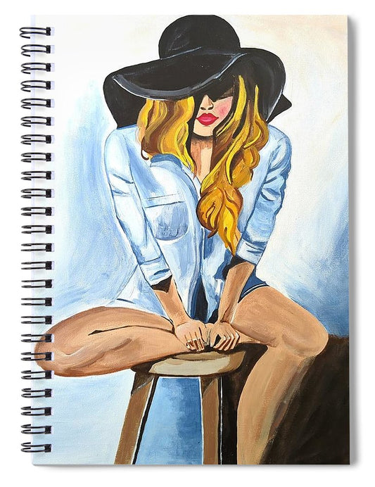 Sitting Jean Girl  - Spiral Notebook