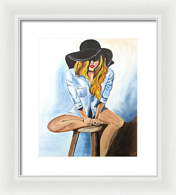 Sitting Jean Girl  - Framed Print