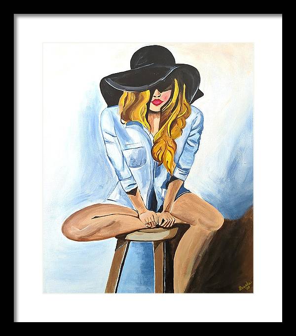 Sitting Jean Girl  - Framed Print