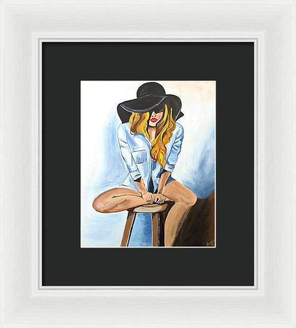 Sitting Jean Girl  - Framed Print