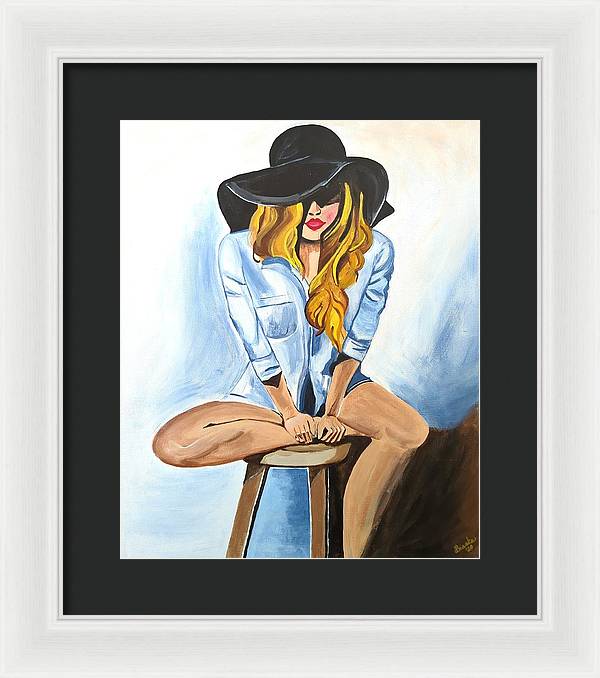 Sitting Jean Girl  - Framed Print