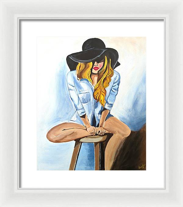 Sitting Jean Girl  - Framed Print