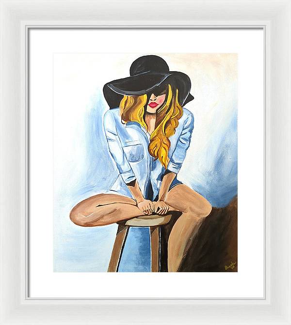 Sitting Jean Girl  - Framed Print