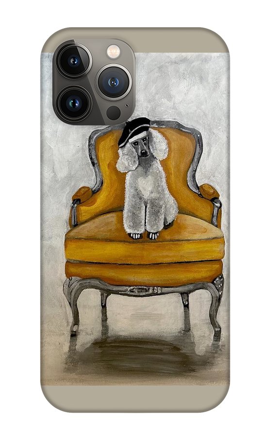 White French Poodle on Chair  - Phone Case