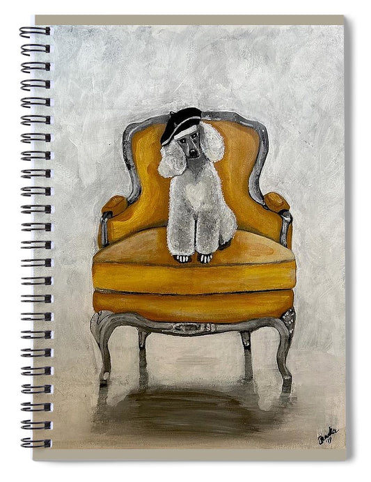 White French Poodle on Chair  - Spiral Notebook